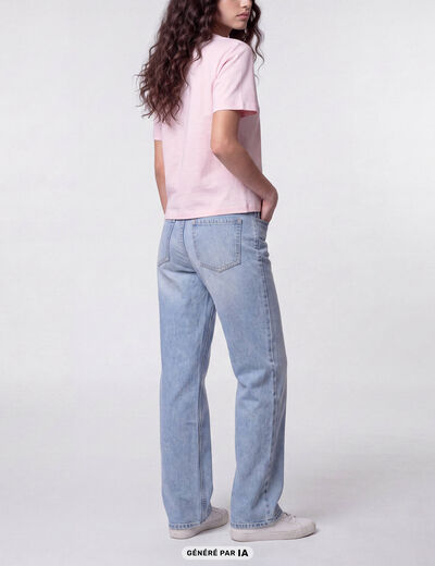 Jean Tom regular taille haute denim bleach