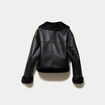 Blouson cropped similicuir noir