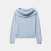 Pull col bardot manches longues bleu ciel