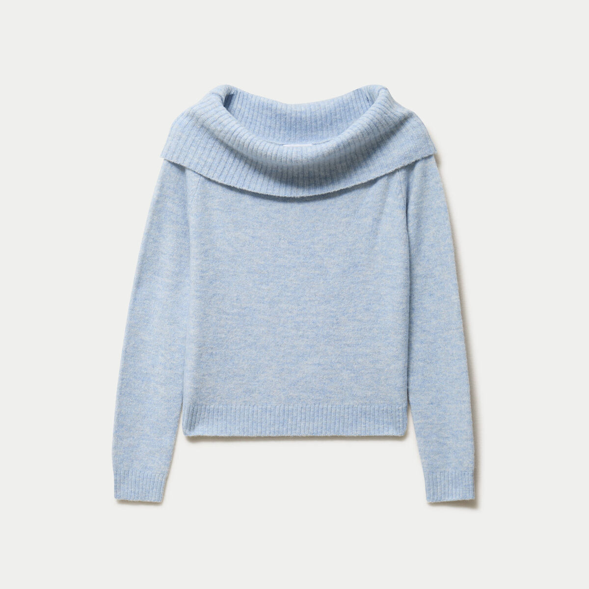 Pull col bardot manches longues bleu ciel