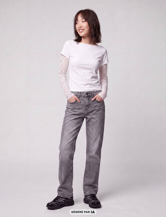 Jean Sam regular taille standard denim gris