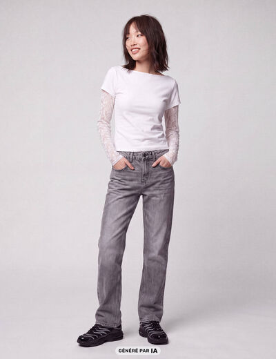 Jean Sam regular taille standard denim gris