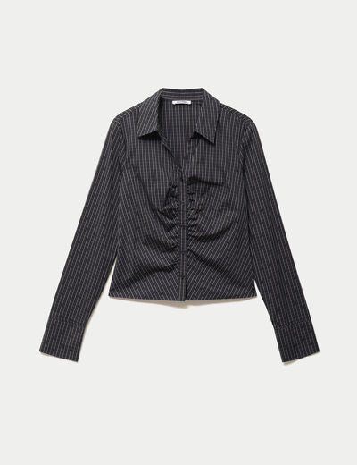 Chemise cintr&eacute;e manches longues noir