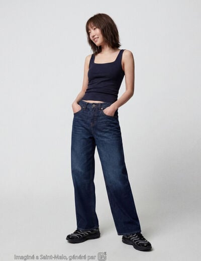 Jean loose taille basse denim brut ado
