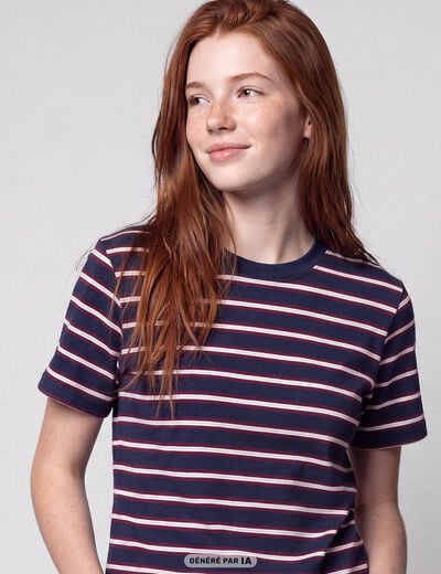 T-shirt ajust&eacute; manches courtes bleu marine