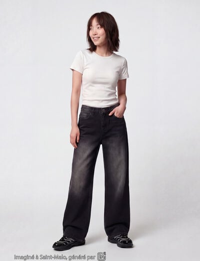 Jean Lenny wide leg taille basse denim noir