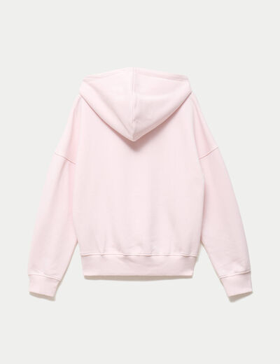 Sweat oversize &agrave; capuche manches longues rose clair