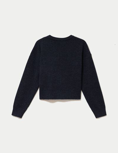 Gilet ajust&eacute; cropped manches longues bleu marine