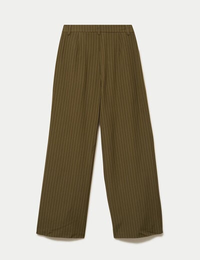 Pantalon coupe large taille standard vert kaki