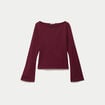 T-shirt cintr&eacute; col rond manches longues bordeaux
