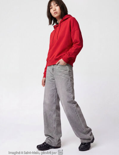 Jean Lenny wide leg standard denim gris