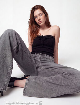 Jean Tom regular taille haute denim gris