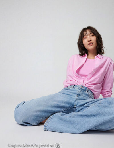 Jean Tom regular taille haute denim bleach