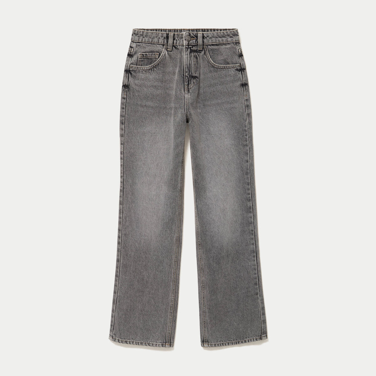 Jean regular taille haute denim gris ado