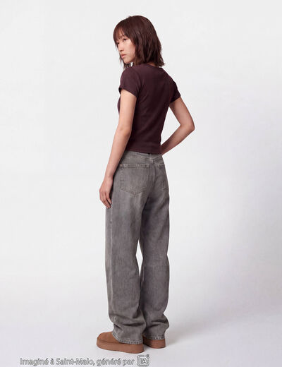 Jean Tom regular taille haute denim gris