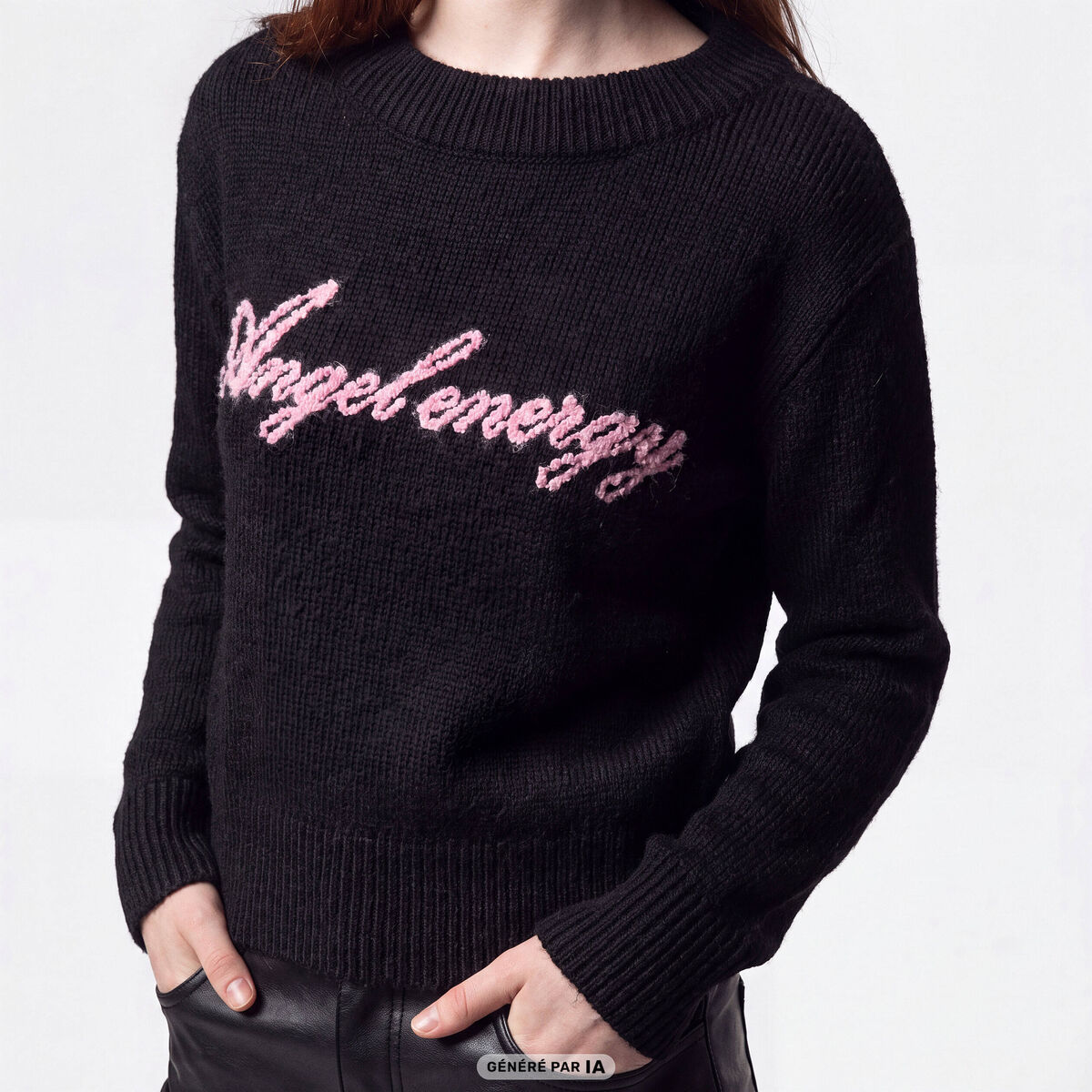 Pull col rond manches longues gris