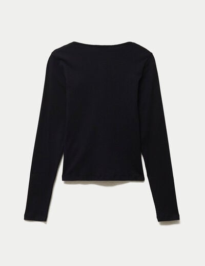 Gilet ajust&eacute; col rond manches longues noir