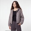 Blouson cropped effet boule &agrave; capuche gris fonc&eacute;