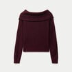 Pull col bardot manches longues bordeaux