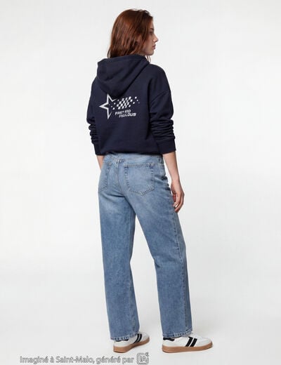 Jean Lenny wide leg taille standard denim double stone