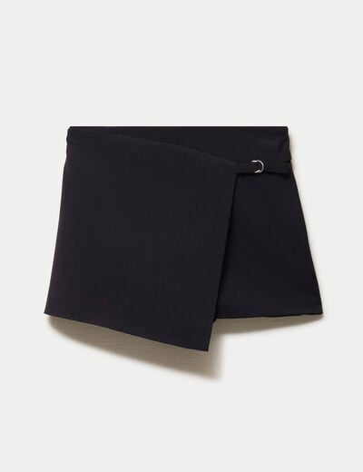 Jupe-short taille haute avec ceinture noir