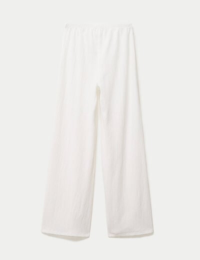 Pantalon large taille standard ecru ado