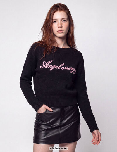 Pull col rond manches longues gris