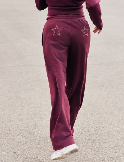 Jogging large en maille bordeaux