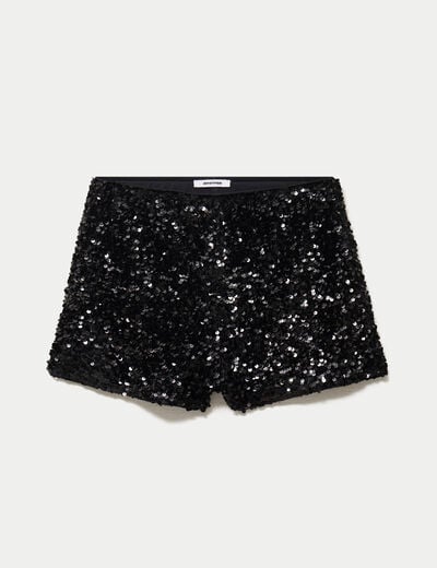 Short slim cigarette &agrave; sequins noir