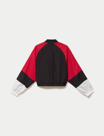 Blouson oversize cropped col biker noir