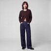 Jean Lenny wide leg taille crois&eacute;e denim brut