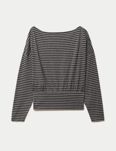 Top col bateau manches longues noir