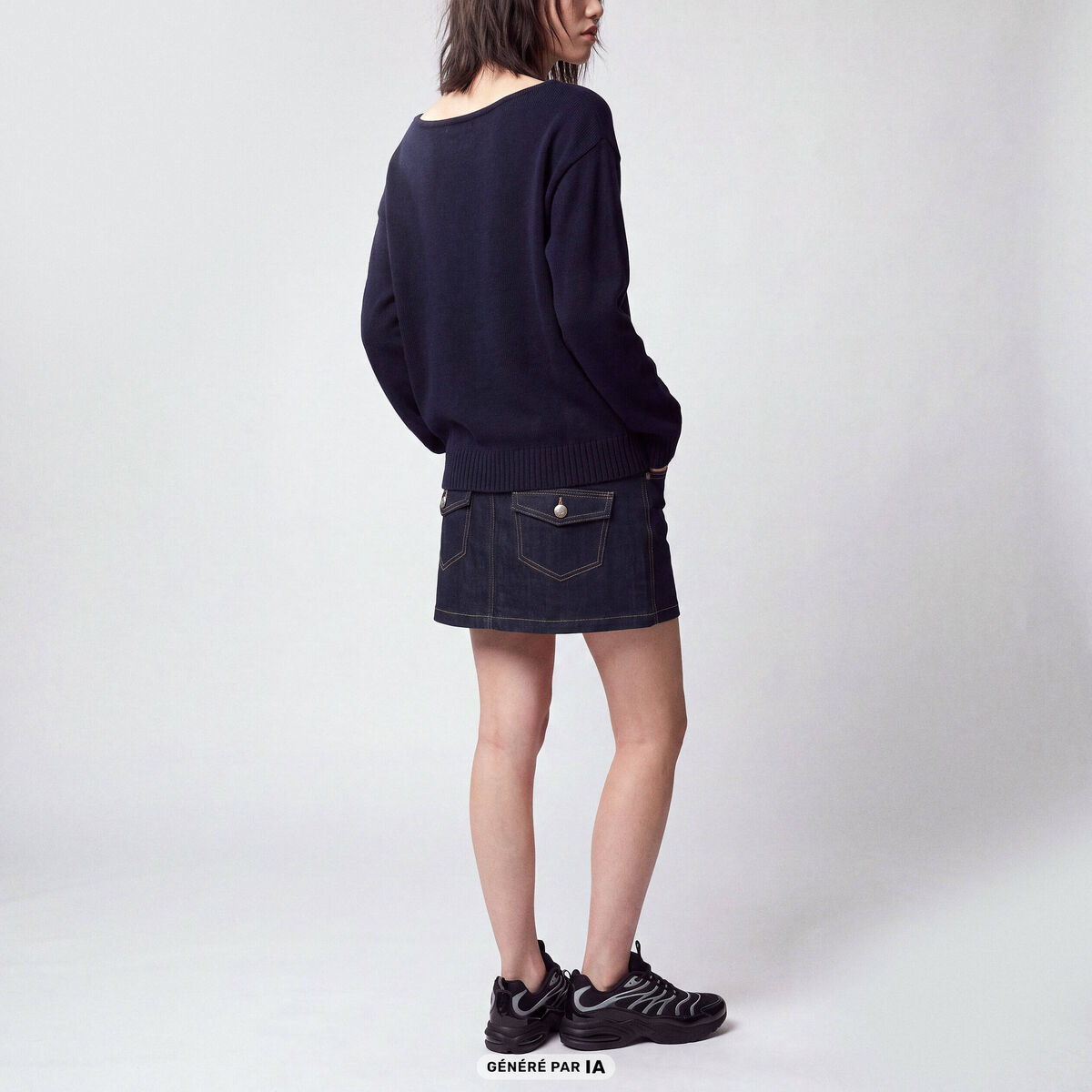 Pull col bateau manches longues bleu marine