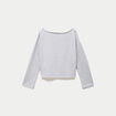 Sweat oversize cropped col bateau gris clair ado