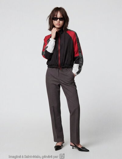 Pantalon bootcut taille basse gris fonc&eacute;