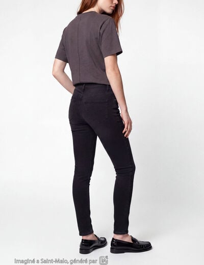 Jean skinny taille standard denim noir ado