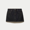 Jupe-short courte en jean denim noir ado