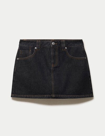 Jupe-short courte en jean denim noir ado