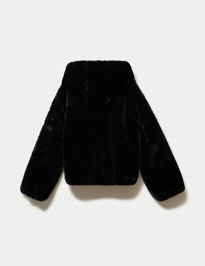 Blouson capuche fausse fourrure noir