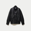 Veste oversize similicuir col biker noir