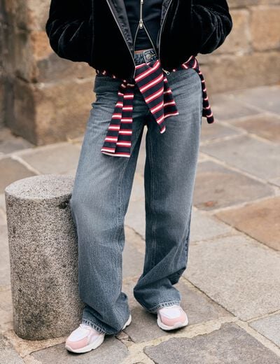 Jean wide leg taille standard denim triple stone