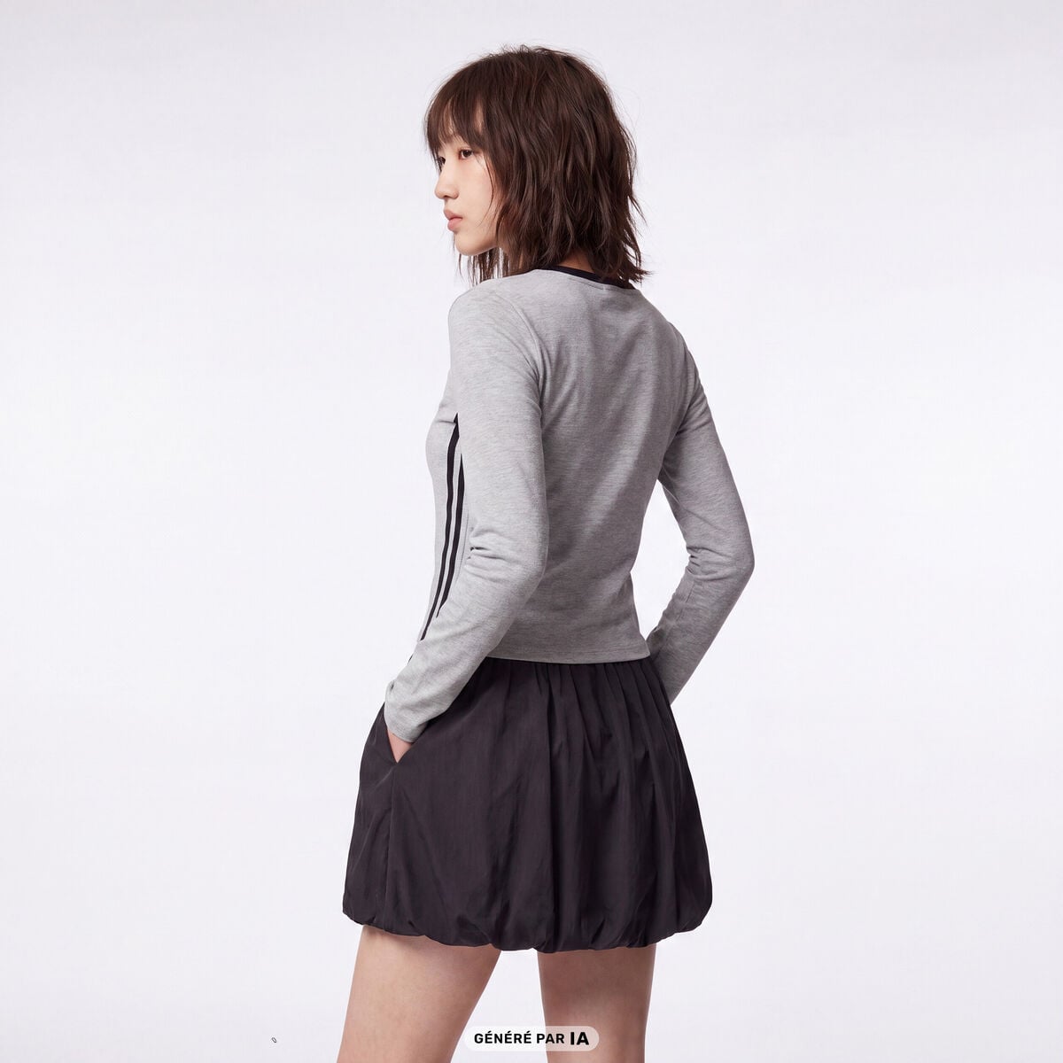 Jupe courte ample effet boule noir