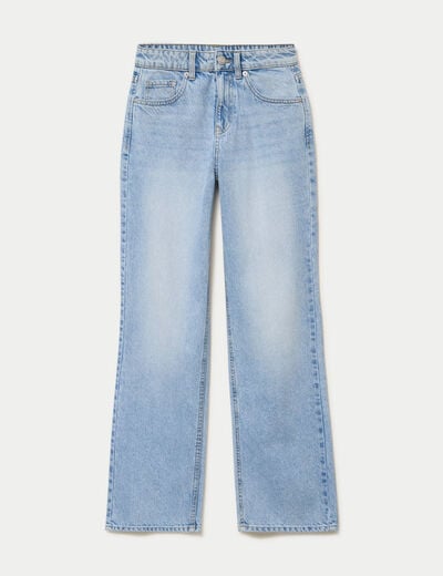 Jean regular taille haute denim bleach ado