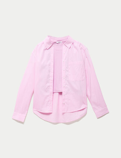 Chemise oversize longue 2-en-1 rose ado