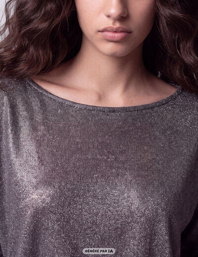 Robe courte ajust&eacute;e col b&eacute;nitier gris argent