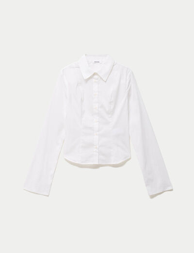 Chemise ajust&eacute;e courte col classique ecru