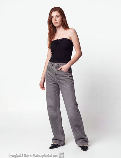 Jean Tom regular taille haute denim gris
