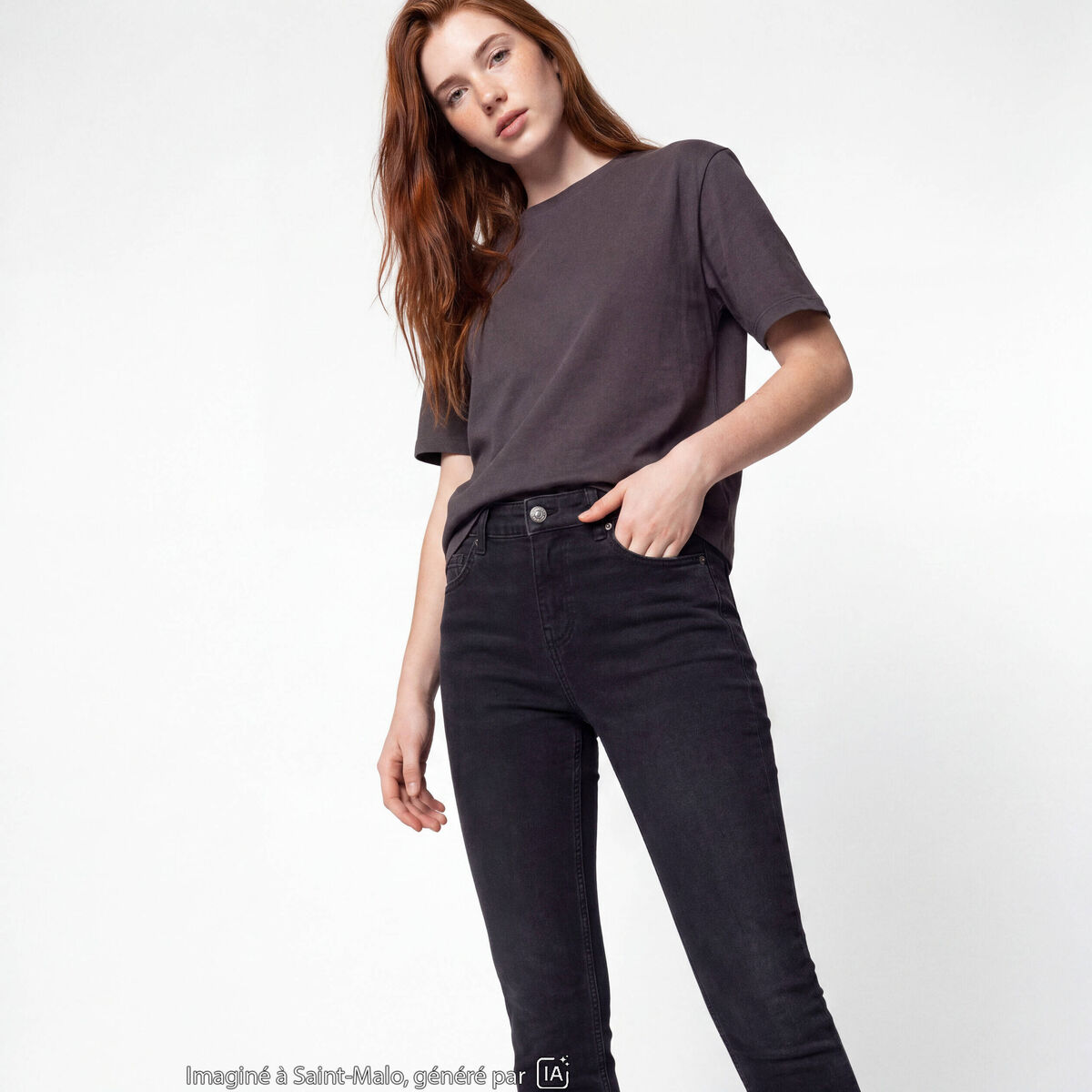 Jean Zoe skinny taille standard denim noir