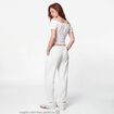 Pantalon large taille standard ecru ado