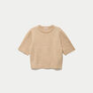 Pull col rond manches courtes beige